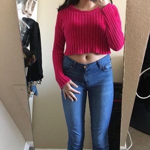 Forever 21 fuschia crop sweater